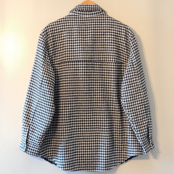 Joie Houndstooth Button Down Women's Boho Casual Shacket Black White Size 1X - Picture 12 of 16